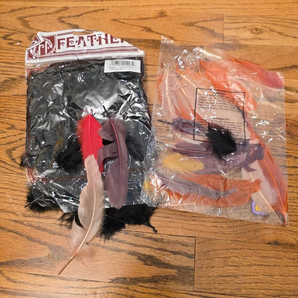 Feathers Black Brown Orange Flat Loose Multi Color Plumes Crafts DIY Costume